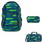 Coocazoo Mate Lime Stripe 3tlg Schulrucksack Set ansehen