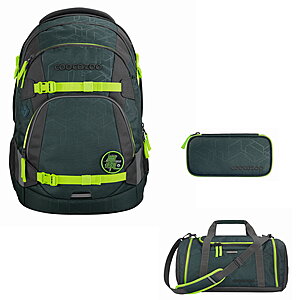Coocazoo MATE Stone Olive Schulrucksack Set 3tlg