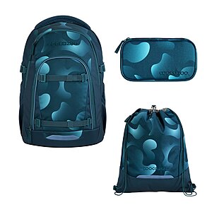 Coocazoo Mate Aqua Flow Schulrucksack Set 3tlg