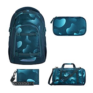 Coocazoo Mate Aqua Flow Schulrucksack Set 4tlg