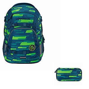 Coocazoo Mate Lime Stripe 2tlg Schulrucksack Set