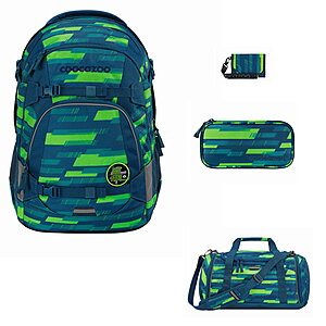 Coocazoo Mate Lime Stripe 4tlg Schulrucksack Set