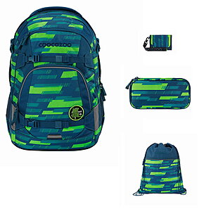 Coocazoo Mate Lime Stripe 4tlg Schulrucksack Set