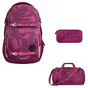 Coocazoo PORTER Berry Bubbles Schulrucksack Set 3tlg