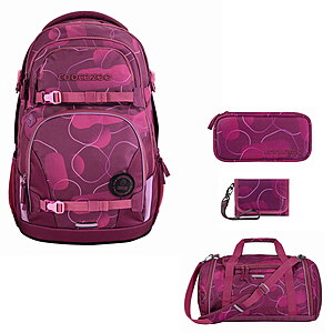 Coocazoo PORTER Berry Bubbles Schulrucksack Set 4tlg