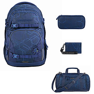 Coocazoo PORTER Blue Motion Schulrucksack Set 4tlg