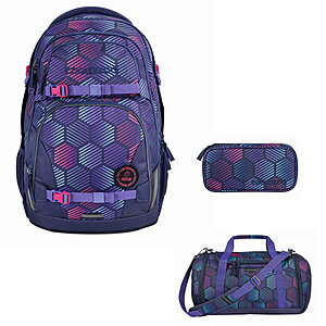 Coocazoo PORTER Indigo Illusion Schulrucksack Set 3tlg