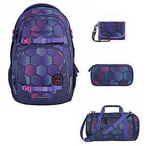 Coocazoo PORTER Indigo Illusion Schulrucksack Set 4tlg