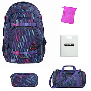 Coocazoo PORTER Indigo Illusion Schulrucksack Set 5tlg