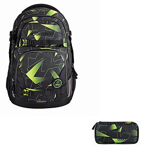 Coocazoo PORTER Lime Flash Schulrucksack Set 2tlg