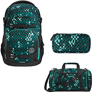 Coocazoo PORTER Pixel Blox 3tlg Schulrucksack Set