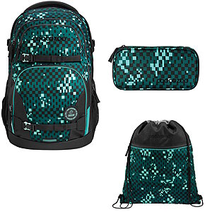 Coocazoo PORTER Pixel Blox 3tlg Schulrucksack Set