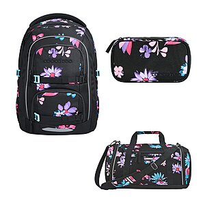 Coocazoo Porter Floral Artnight Schulrucksack Set 3tlg