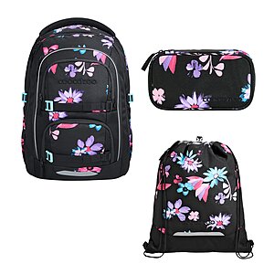Coocazoo Porter Floral Artnight Schulrucksack Set 3tlg