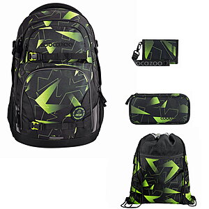 Coocazoo Porter Lime Flash 4tlg Schulrucksack Set