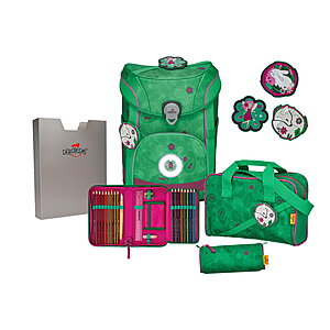 DerDieDas Easy Exklusiv LED Paisley Green 5 tlg. Schulranzenset