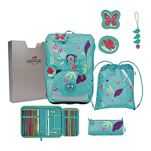 DerDieDas ErgoFlex Easy Schulranzen Set Butterfly Garden 6-teilig
