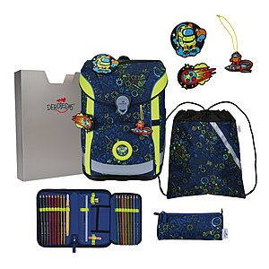 DerDieDas ErgoFlex Easy Schulranzen Set Neon Crazy 6-teilig