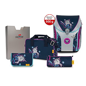 DerDieDas Ergoflex Max Superflash Silver Shine Schulrucksack Set