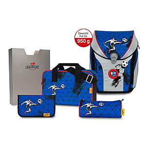 DerDieDas Ergoflex Max Superflash Silver Soccer Schulrucksack Set