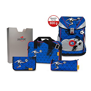 DerDieDas Ergoflex Superflash Silver Soccer Schulrucksack Set