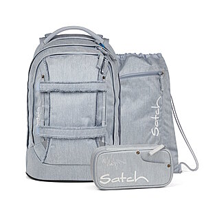 Satch Pack Schulrucksack Set Denim Washed Blue