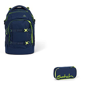 Satch Pack Toxic Yellow 2tlg Schulrucksack-Set
