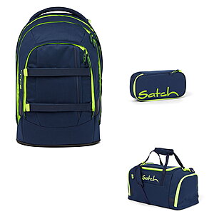 Satch Pack Toxic Yellow 3tlg Schulrucksack-Set