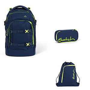 Satch Pack Toxic Yellow 3tlg Schulrucksack-Set