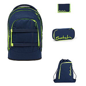 Satch Pack Toxic Yellow 4tlg Schulrucksack-Set