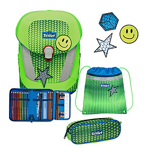 Scout Sunny II Neon Safety Green Gecko 4tlg. Schulranzenset