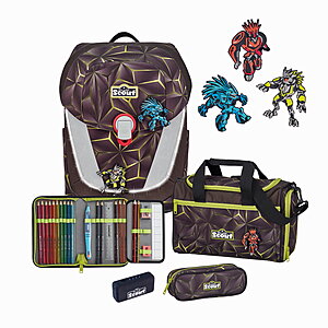 Scout Sunny II Safety Light Dark Beast 5tlg. Schulranzenset