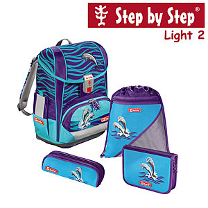 Step by Step Light2 Happy Doplhins, 4 tlg Schulranzen Set