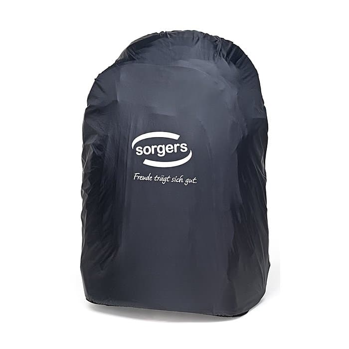 Sorgers Regenhülle schwarz, mit reflektierendem Logo