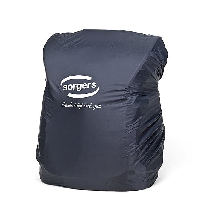 Sorgers Regenhülle schwarz, mit reflektierendem Logo