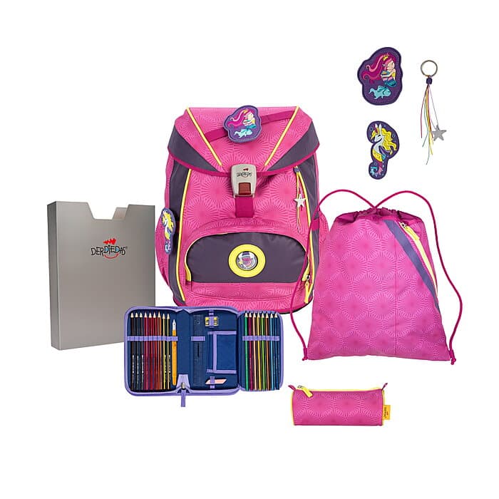 DerDieDas ErgoFlex Exklusiv Superflash Pink Mermaid Schulrucks. Set