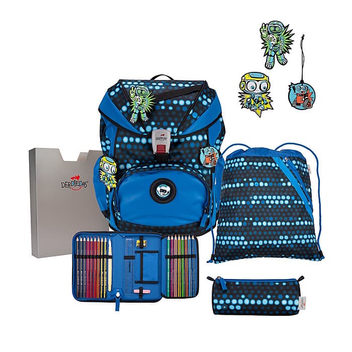 DerDieDas ErgoFlex Superflash Blue Robot Schulranzenset