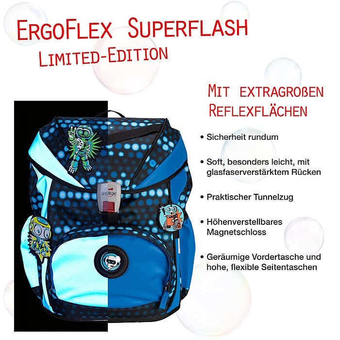 DerDieDas ErgoFlex Superflash Blue Robot Schulranzenset