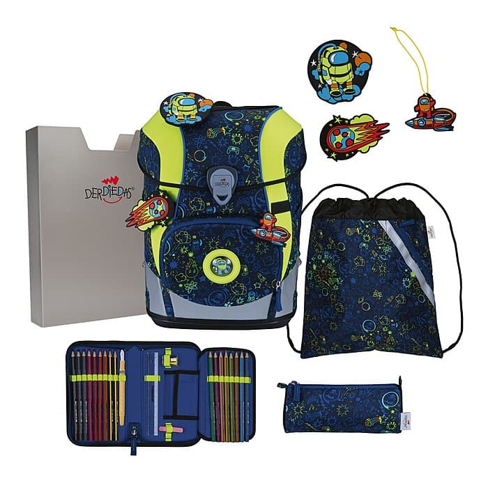 DerDieDas ErgoFlex Tiny Schulranzen Set Neon Crazy 6-teilig