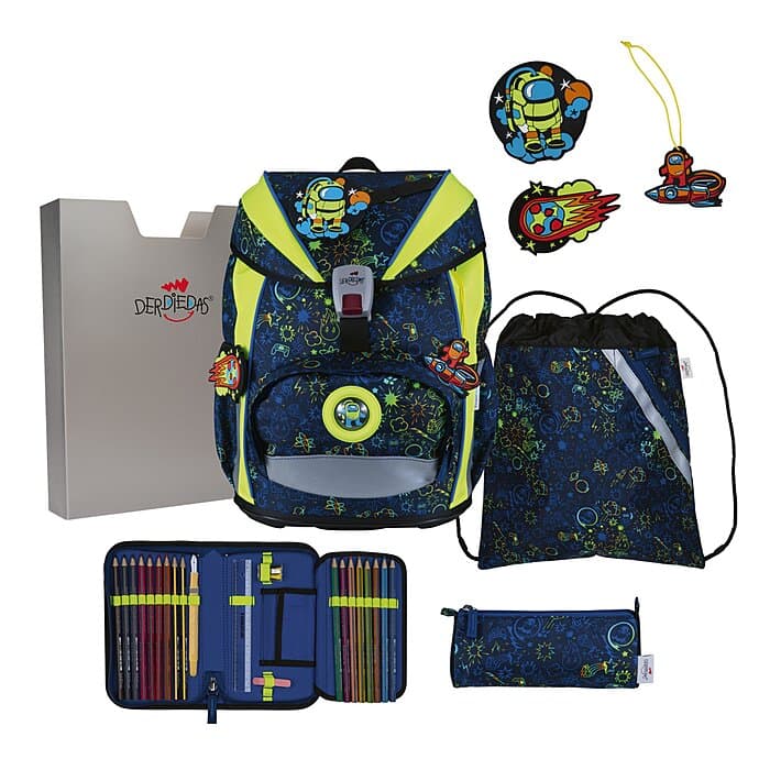 DerDieDas ErgoFlex Light Schulranzen Set Neon Crazy 6-teilig
