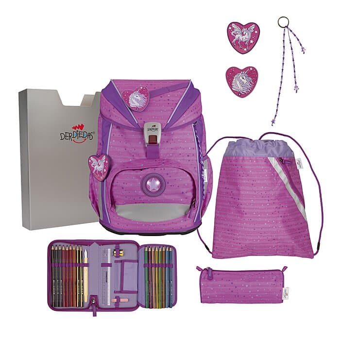DerDieDas ErgoFlex Light Schulranzen Set Purple Unicorn 6-teilig