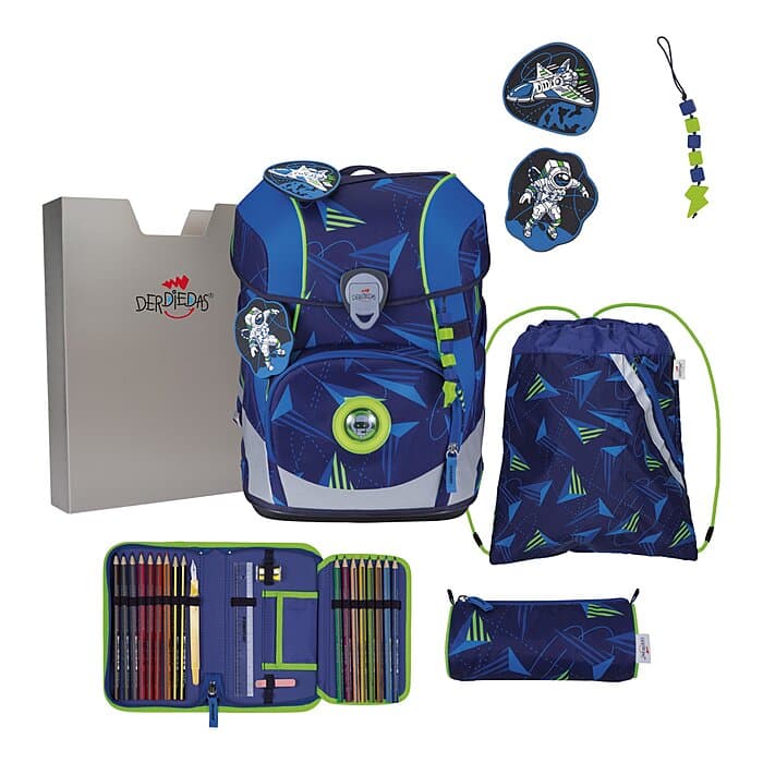 DerDieDas ErgoFlex Tiny LED Schulranzen Set Moon Mission 6-teilig