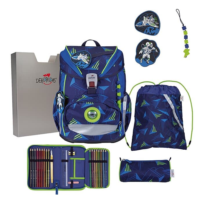 DerDieDas ErgoFlex Light LED Schulranzen Set Moon Mission 6-teilig