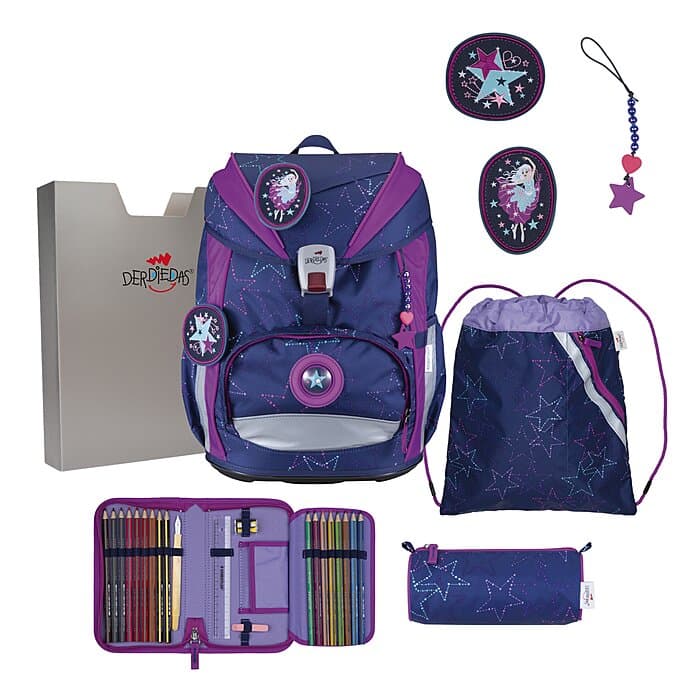 DerDieDas ErgoFlex Light LED Schulranzen Set Dancing Star 6-teilig
