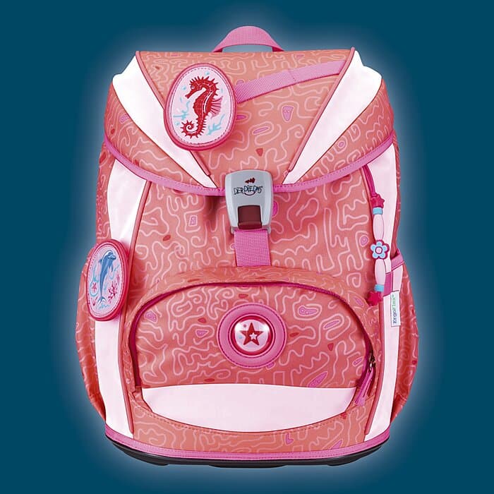 DerDieDas ErgoFlex Light Superflash Schulranzen Set Coral Reef