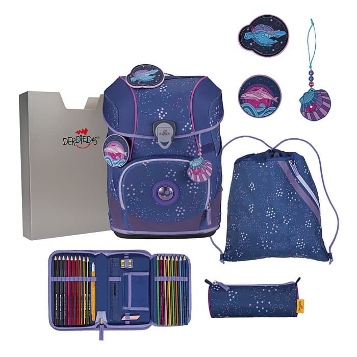 DerDieDas ErgoFlex Tiny Schulranzen Set Deep Ocean 6-teilig