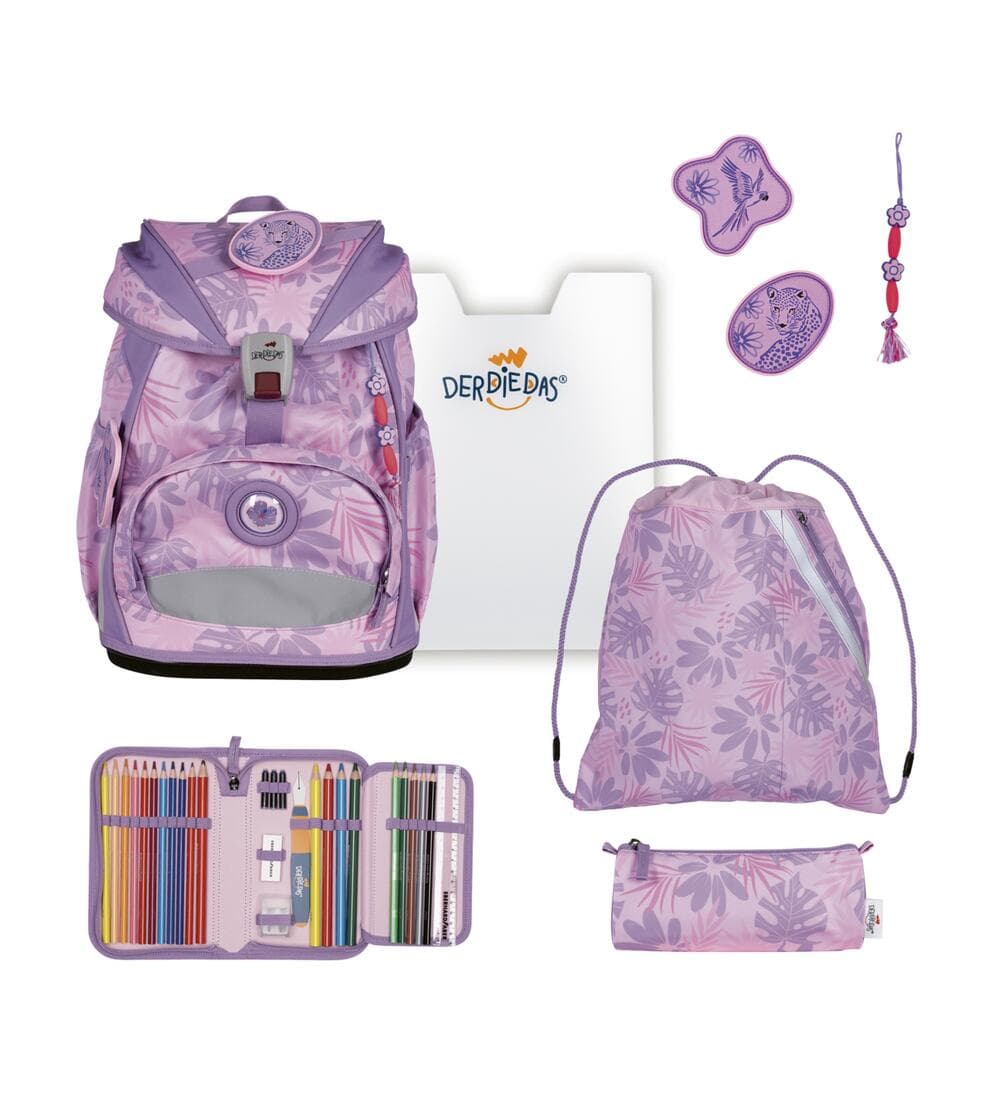 DerDieDas ErgoFlex Light Schulrucksack Set Safari Vibes 6-teilig