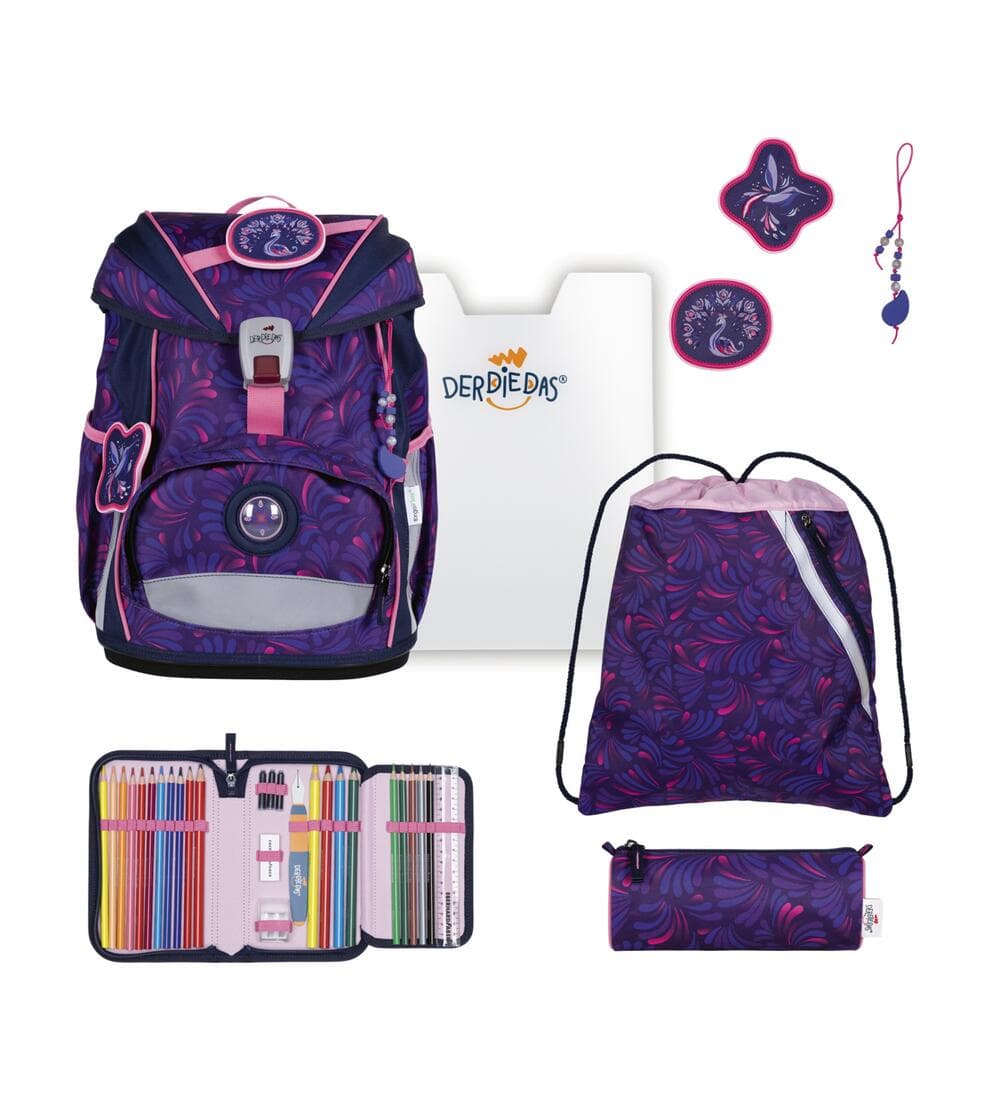 DerDieDas ErgoFlex Light Schulrucksack Set Magical Bloom 6-teilig