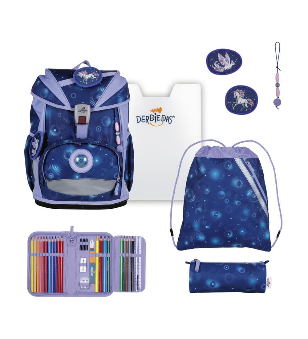 DerDieDas ErgoFlex Light LED Schulrucksack Set Fantasy Spark 6tlg.