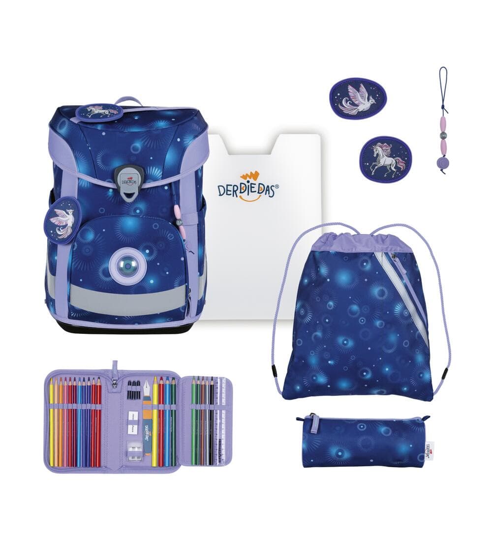 DerDieDas ErgoFlex Easy LED Schulranzen Set Fantasy Spark 6-teilig